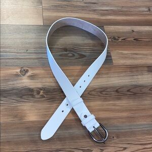 Y2K  Thick White Leather Belt Unisex M - L